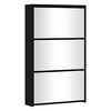 vidaXL Shoe Cabinet with Mirror 3-Layer Black 63x17x102.5 cm