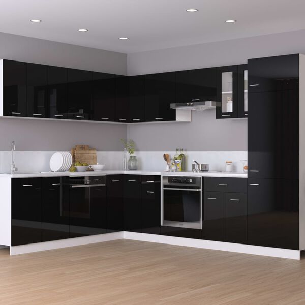 vidaXL Hanging Cabinet Lyon High Gloss Black 80x31x60 cm Engineered Wood