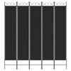 vidaXL 5-Panel Room Divider Black 200x220 cm Fabric