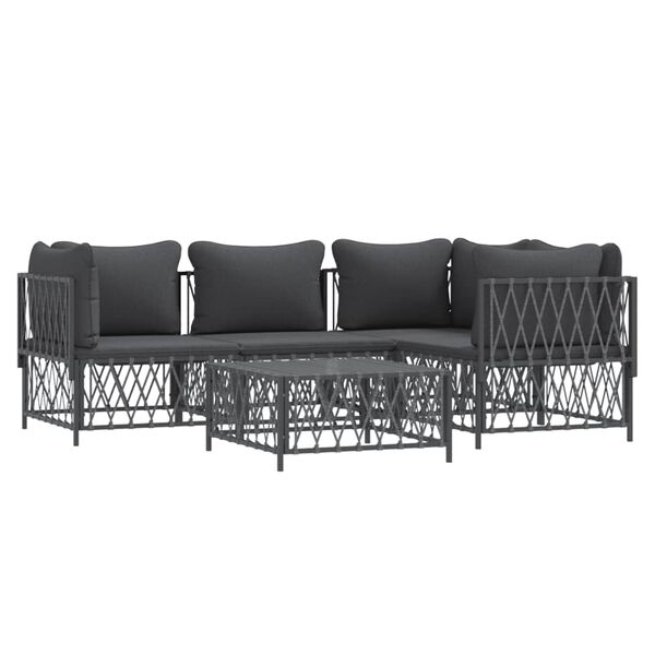vidaXL 5 Piece Garden Lounge Set with Cushions Anthracite Steel