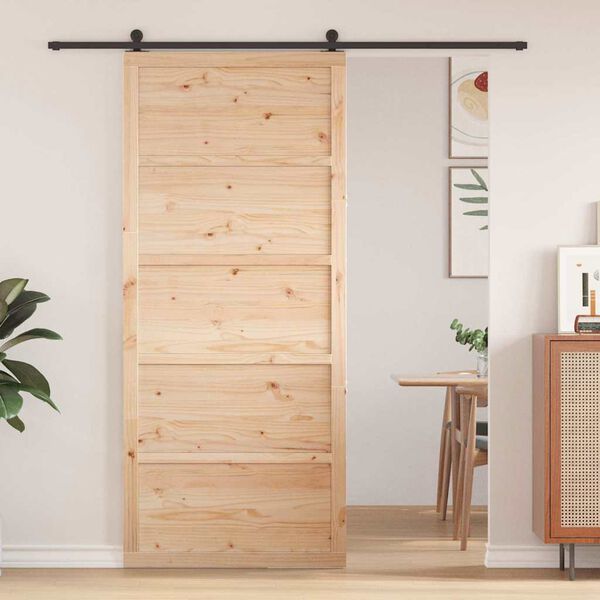 vidaXL Barn Door Natural 80 x 208 cm Solid Pine wood