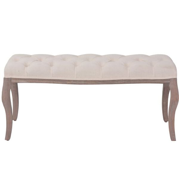 vidaXL Bench Linen Solid Wood 110x38x48 cm Cream White
