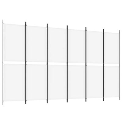 vidaXL 6-Panel Room Divider White 300x180 cm Fabric