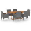 vidaXL 7 Piece Garden Dining Set Poly Rattan Grey