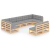 vidaXL 9 Piece Garden Lounge Set with Cushions Solid Pinewood