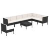 vidaXL 9 Piece Garden Lounge Set with Cushions Poly Rattan Black