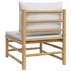 vidaXL Garden Middle Sofa with Light Grey Cushions Bamboo