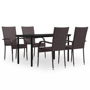 vidaXL 5 Piece Garden Dining Set Brown and Black