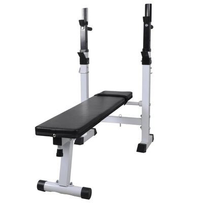 vidaXL Workout Bench with Weight Rack, Barbell and Dumbbell Set 30.5kg
