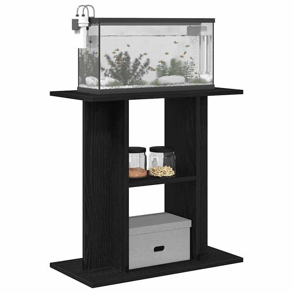 vidaXL Aquarium Stand Black Oak 60x30x60 cm Engineered Wood