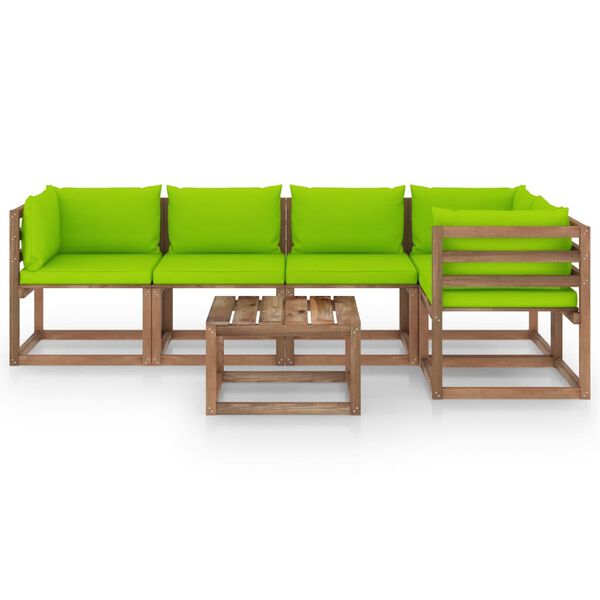 vidaXL 6 Piece Garden Pallet Lounge Set with Cushions Impregnated Pinewood