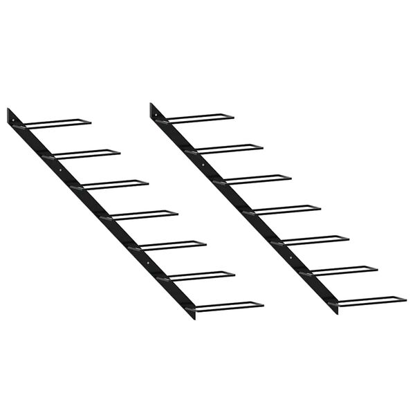 vidaXL Wall-mounted Wine Racks for 14 Bottles 2 pcs Black Metal