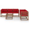 vidaXL 6 Piece Garden Lounge Set with Red Cushions
