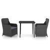 vidaXL 3 Piece Garden Dining Set with Cushions Black