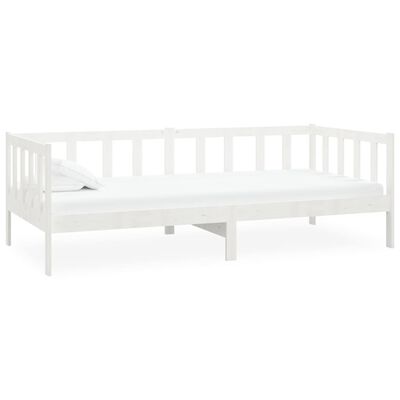 vidaXL Day Bed with Mattress 90x200 cm White Solid Wood Pine