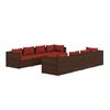 vidaXL 9 Piece Garden Lounge Set with Cushions Poly Rattan Brown