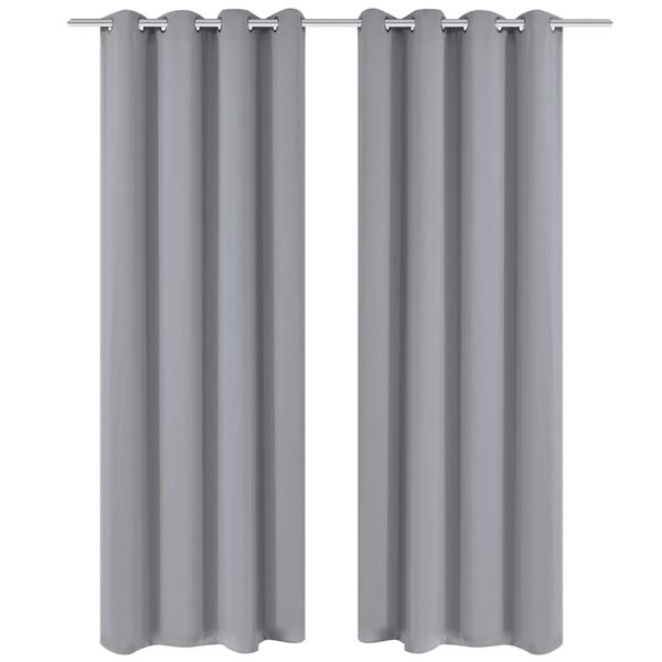 vidaXL Blackout Curtains 2 pcs with Metal Eyelets 135x175 cm Grey