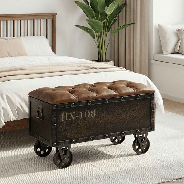 vidaXL Storage Bench 80.5x41x50 cm Solid Wood and Artificial Leather