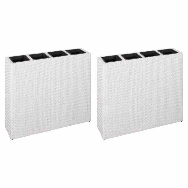 vidaXL Garden Raised Bed with 4 Pots 2 pcs Poly Rattan White(2x45427)