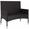 vidaXL 2-Seater Garden Bench with Cushions Black Poly Rattan