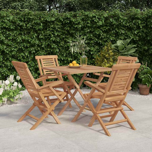 vidaXL 5 Piece Garden Dining Set Solid Wood Teak