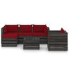 vidaXL 6 Piece Garden Lounge Set with Cushions Grey Impregnated Wood
