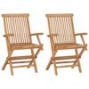 vidaXL Garden Chairs with Taupe Cushions 2 pcs Solid Teak Wood