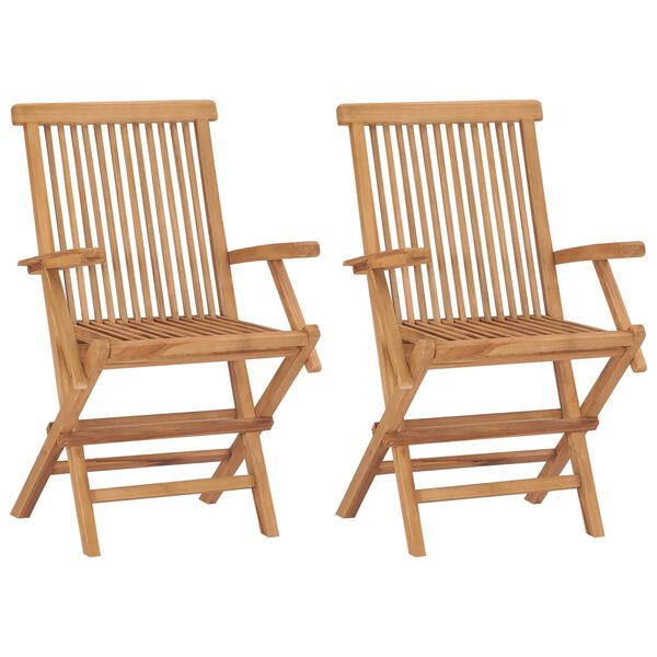 vidaXL Garden Chairs with Taupe Cushions 2 pcs Solid Teak Wood