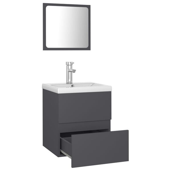vidaXL Bathroom Furniture Set Grey Engineered Wood