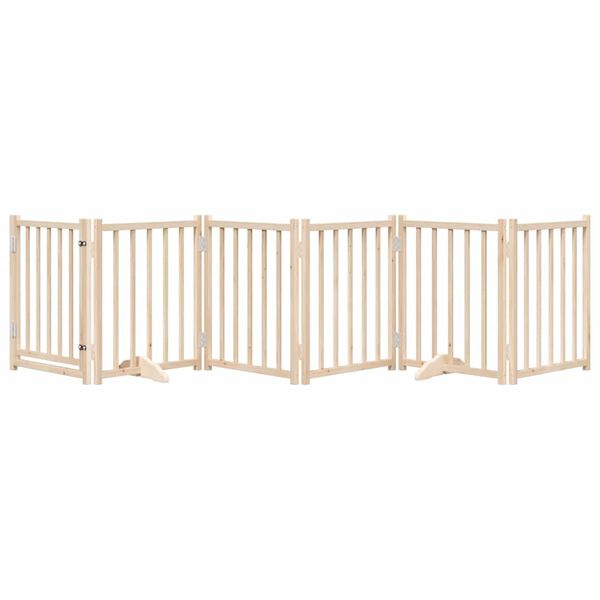 vidaXL Dog Gate with Door Foldable 6 Panels 300 cm Solid Wood Fir