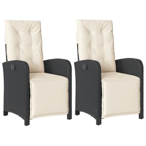 vidaXL Reclining Garden Chair | Set of 2 | Black | PE rattan | Standard