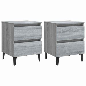 vidaXL Bed Cabinets with Metal Legs 2 pcs Grey Sonoma 40x35x50 cm