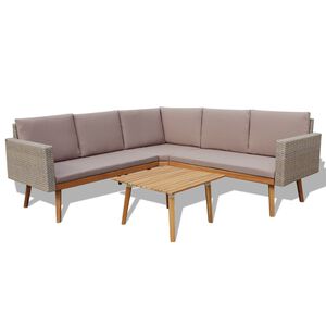 vidaXL Garden Sofa Set | Grey | PE Rattan | Large | Removable Covers
