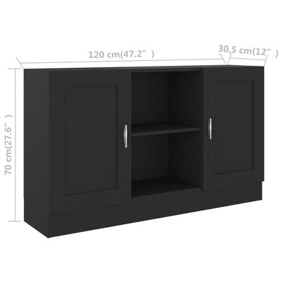 vidaXL Sideboard Black 120x30.5x70 cm Engineered Wood