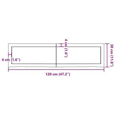 vidaXL Bathroom Countertop Light Brown 120x30x(2-4)cm Treated Solid Wood