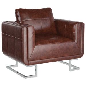 vidaXL Cube Armchair with Chrome Feet Brown Faux Leather