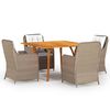 vidaXL 5 Piece Garden Dining Set Brown