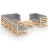 vidaXL 8 Piece Garden Lounge Set with Cushions Solid Pinewood