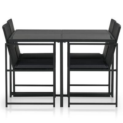 vidaXL 5 Piece Outdoor Dining Set with Cushions Poly Rattan Black