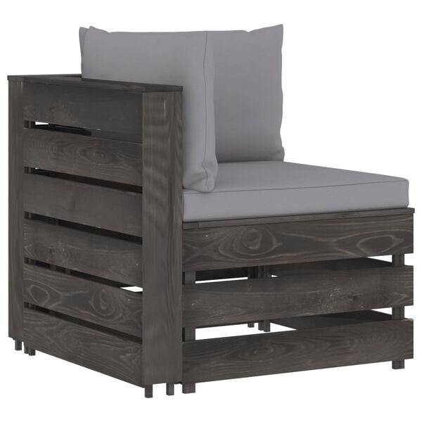 vidaXL 6 Piece Garden Lounge Set with Cushions Grey Impregnated Wood