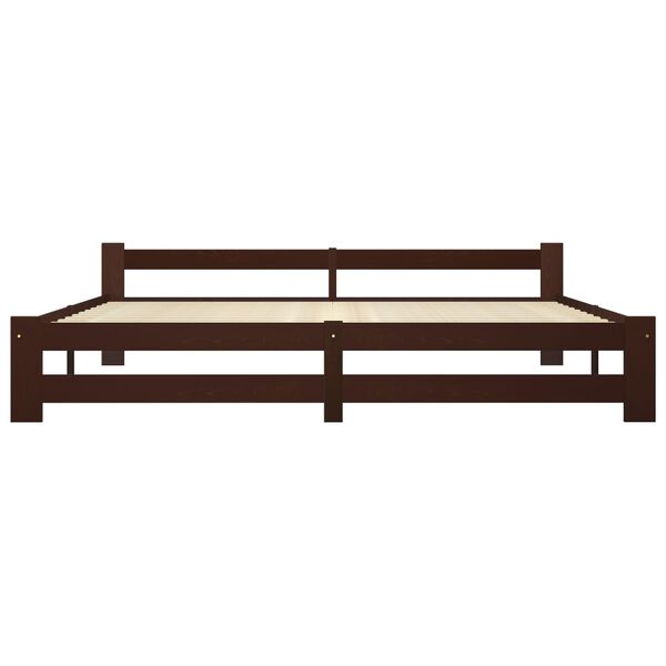 vidaXL Bed Frame without Mattress Dark Brown Solid Pine Wood 200x200 cm