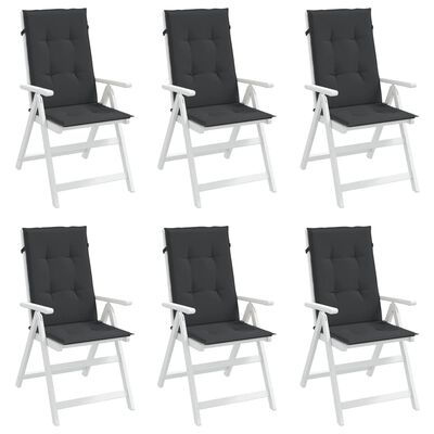 vidaXL Garden Highback Chair Cushions 6 pcs Black 120x50x3 cm Fabric