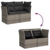 vidaXL Garden Sofa with Cushions 2-Seater Grey Poly Rattan