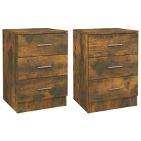 vidaXL Bedside Cabinets 2 pcs Smoked Oak 38x35x56 cm Engineered Wood