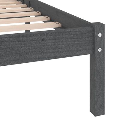 vidaXL Bed Frame without Mattress Grey Solid Wood 120x200 cm