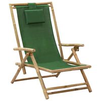 vidaXL Reclining Relaxing Chair Green Bamboo and Fabric