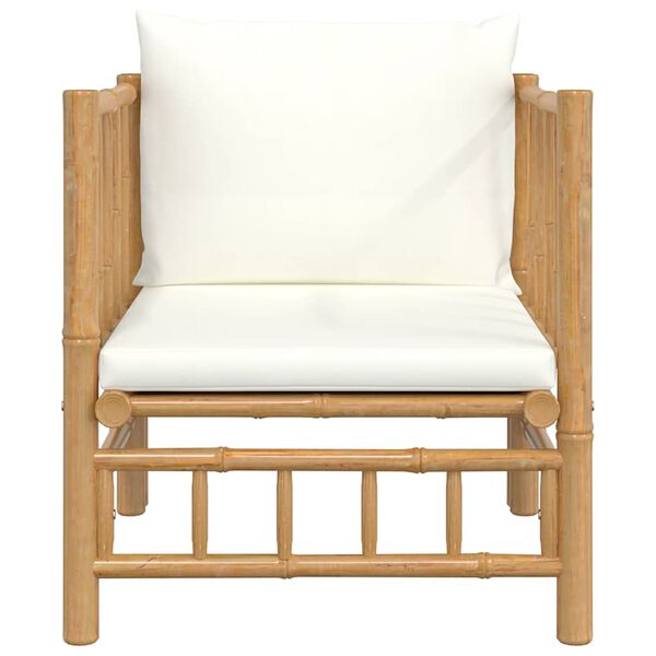 vidaXL Garden Sofa with Cream White Cushions Bamboo