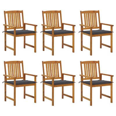 vidaXL Garden Chairs with Cushions 6 pcs Solid Wood Acacia