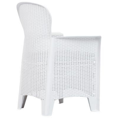 vidaXL Garden Chairs 2 pcs with Cushion White Plastic Rattan Look