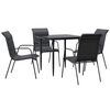 vidaXL 5 Piece Garden Dining Set Black Steel and Textilene